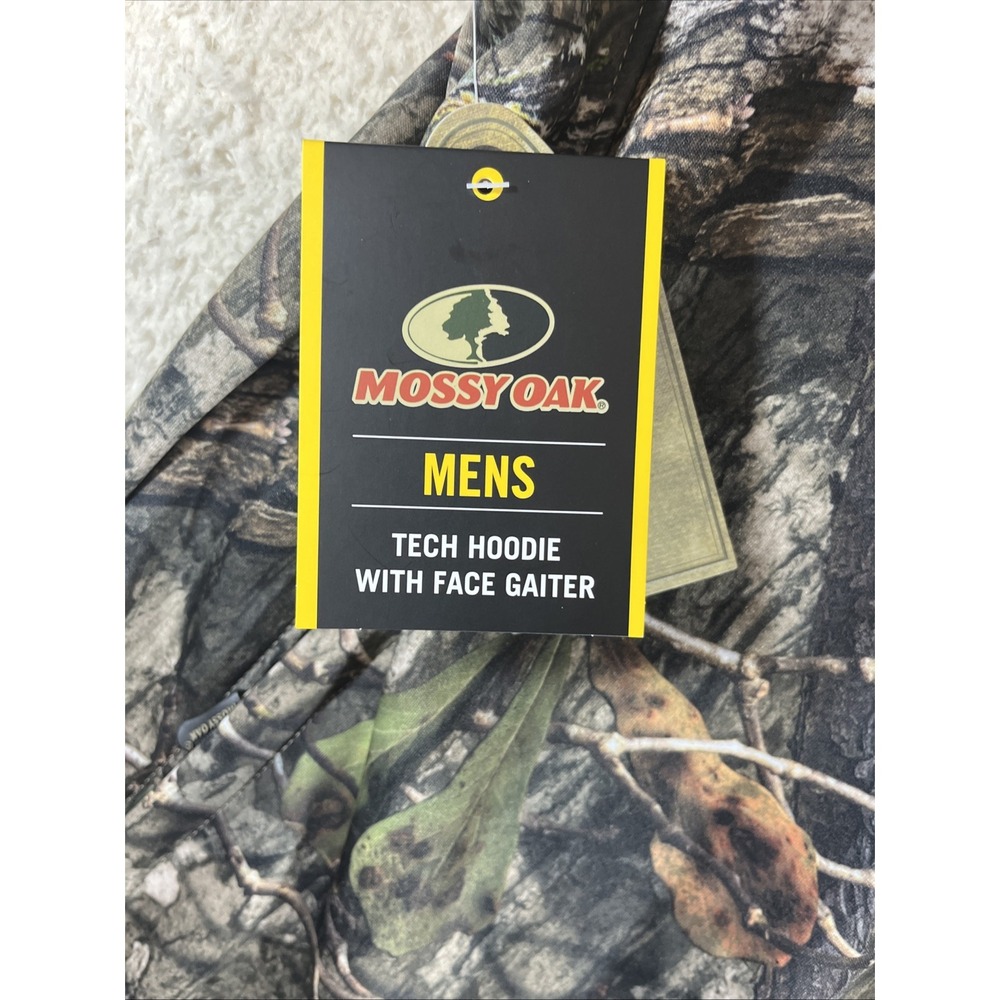 Men's Large 42/44 Mossy Oak Camo Tech Fleece Hoodie w/Face Gaiter NWT - Picture 12 of 16